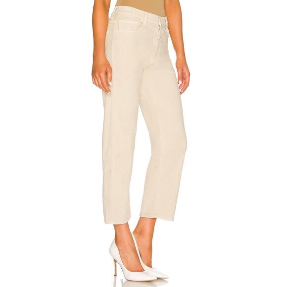 Mother The Ditcher Crop Size 25 Chalk Tapioca Beige Cream Relaxed Denim Jeans - Picture 3 of 16